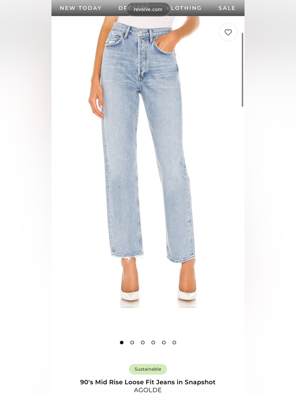 Agolde 90's Mid Rise Loose Fit Jeans in Snapshot Size 33